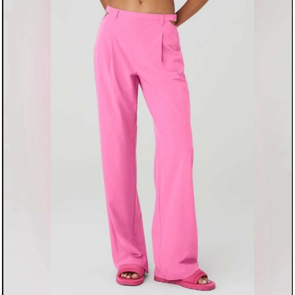 Alo Yoga Women's Mid-Rise Showdown Trouser Pink Pants Size S
